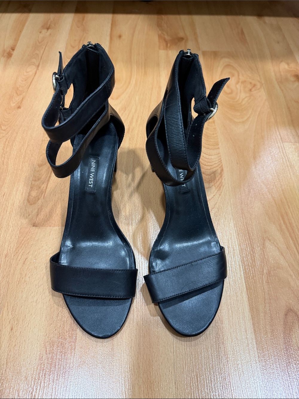 Nine West Black Strappy Ankle-Heel Sandals